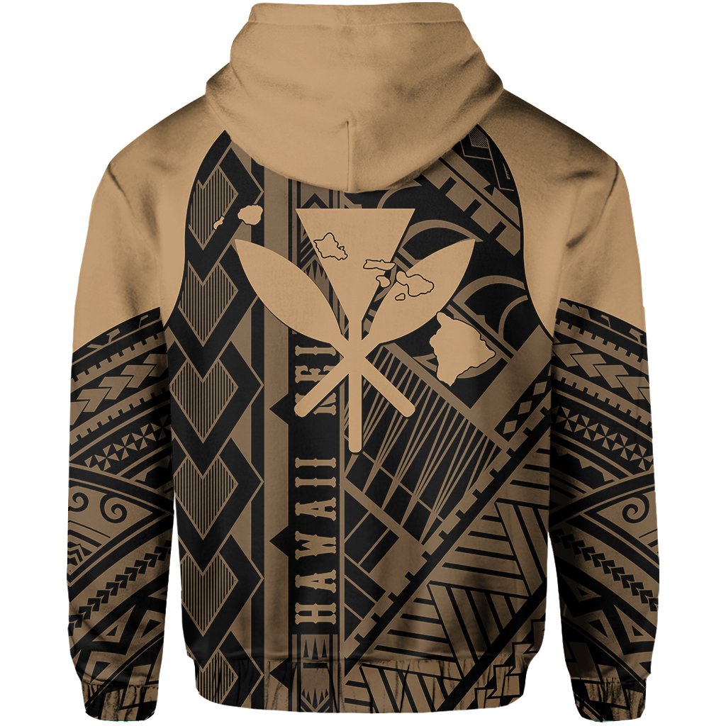 Hawaii Nei Hoodie Zip up Polynesian Gold - Polynesian Pride