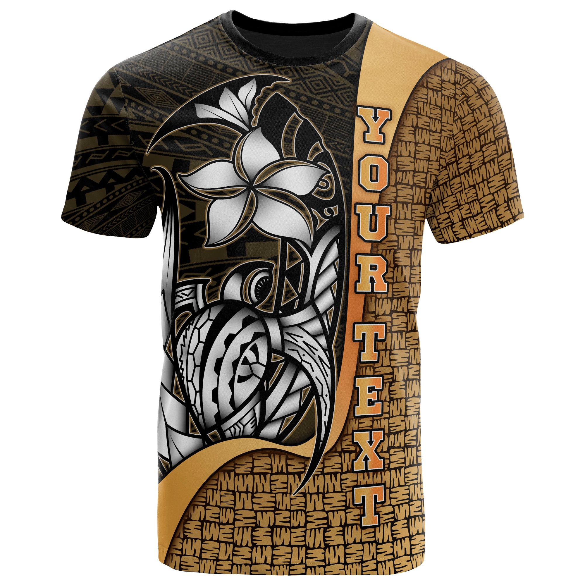 Tahiti Polynesian Custom T Shirt Gold Turtle with Hook Unisex GOLD - Polynesian Pride