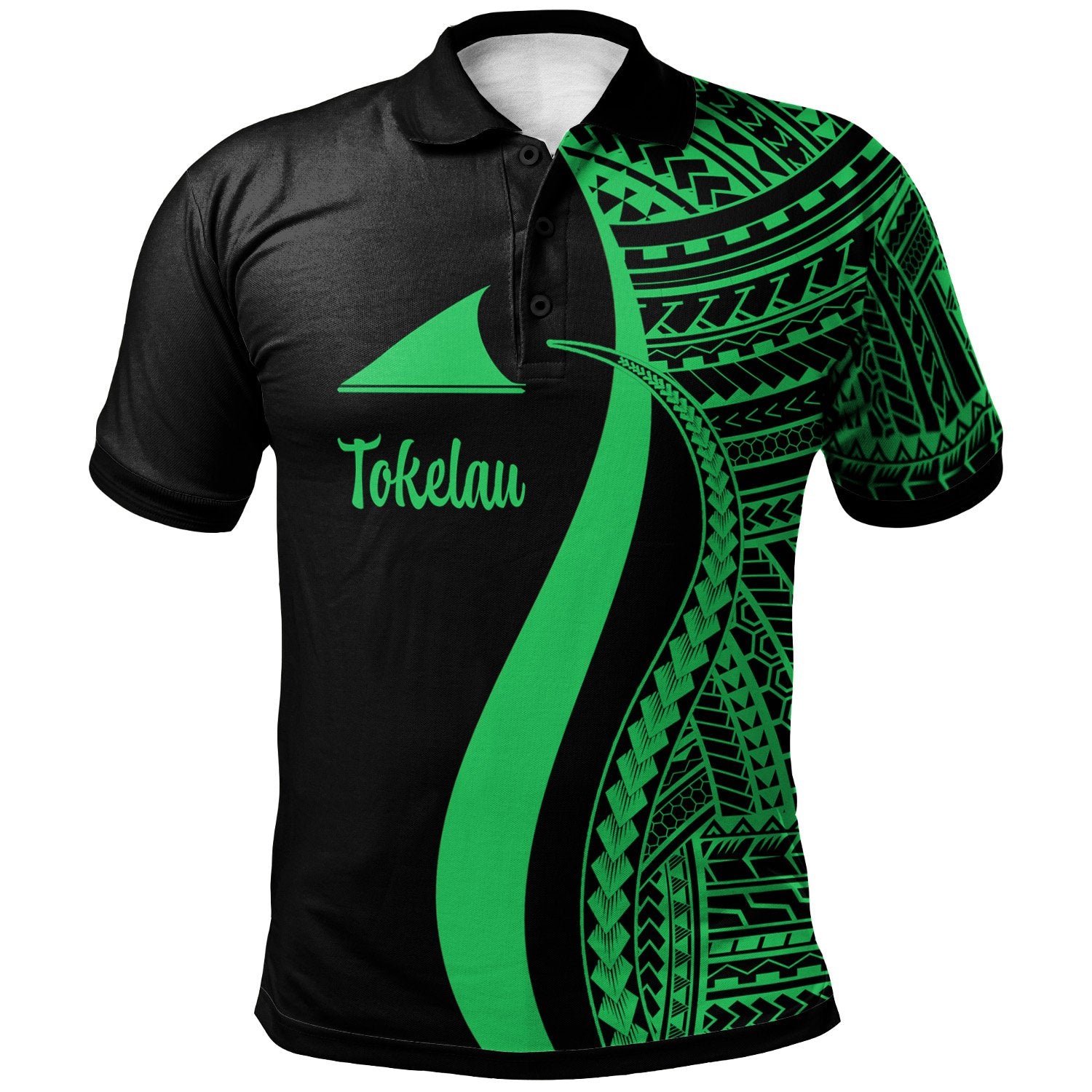 Tokelau Polo Shirt Green Polynesian Tentacle Tribal Pattern Unisex Green - Polynesian Pride