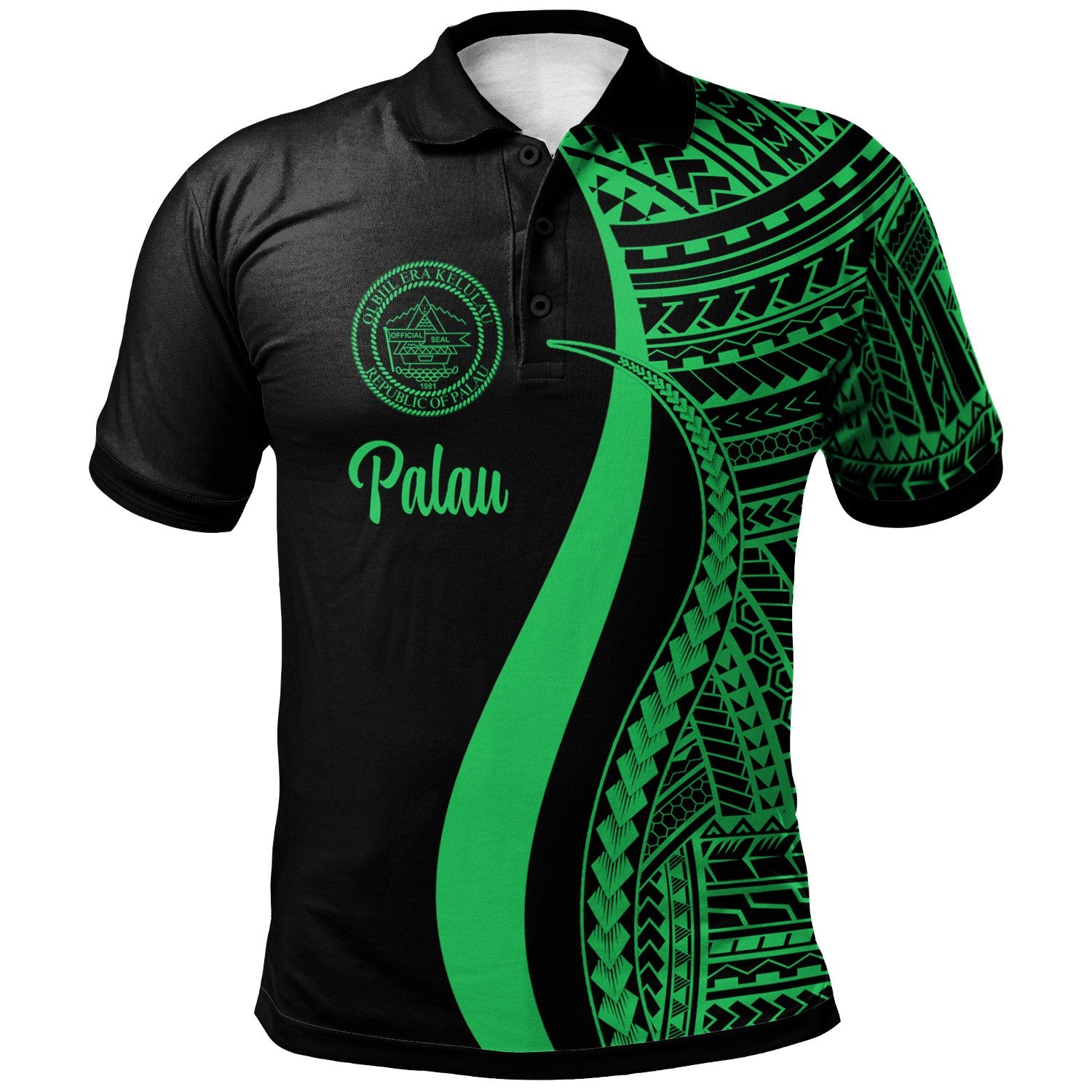 Palau Polo Shirt Green Polynesian Tentacle Tribal Pattern Unisex Green - Polynesian Pride