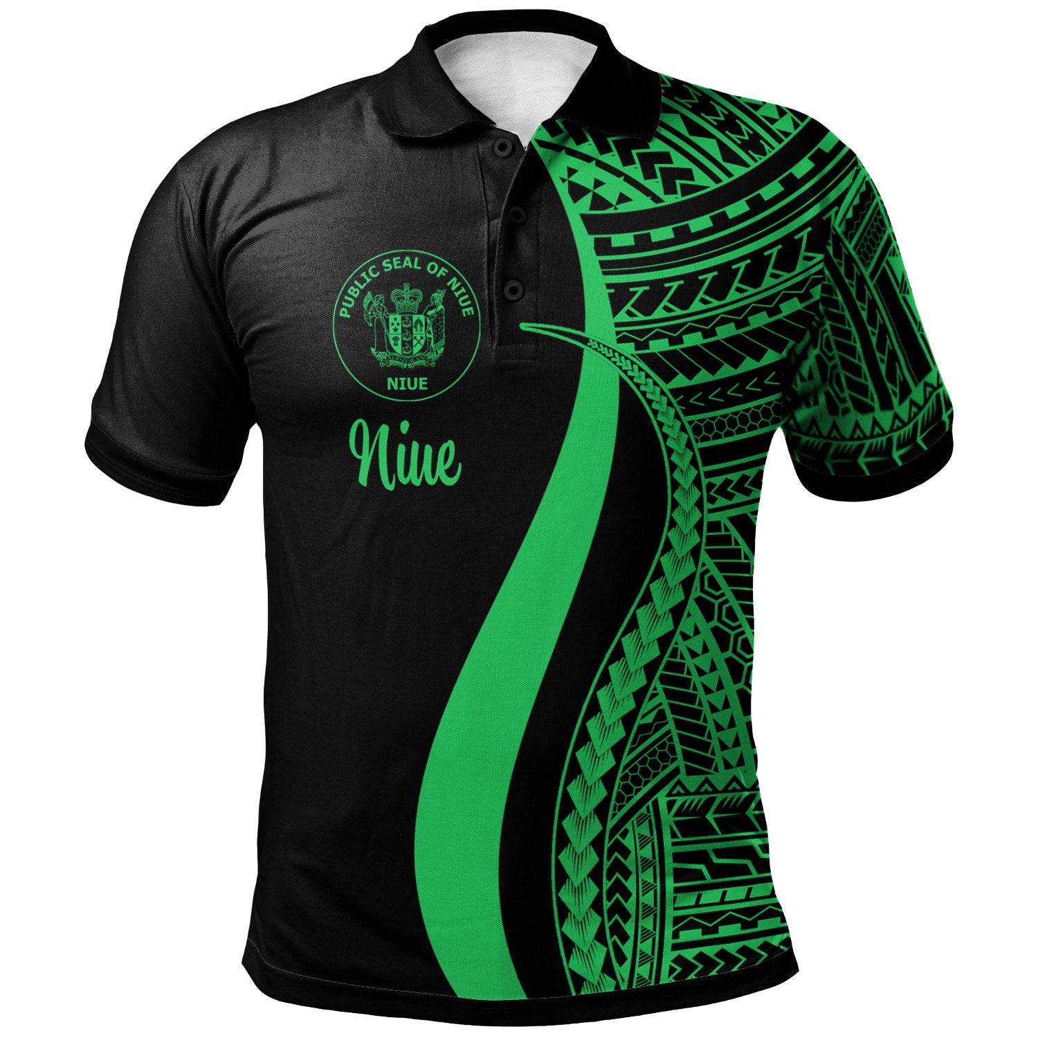 Niue Polo Shirt Green Polynesian Tentacle Tribal Pattern Unisex Green - Polynesian Pride