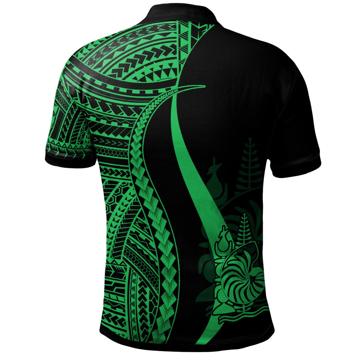 New Caledonia Custom Polo Shirt Green Polynesian Tentacle Tribal Pattern - Polynesian Pride