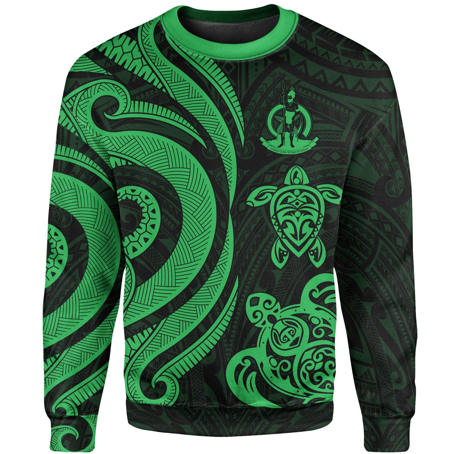 Vanuatu Sweater - Green Tentacle Turtle Unisex Green - Polynesian Pride