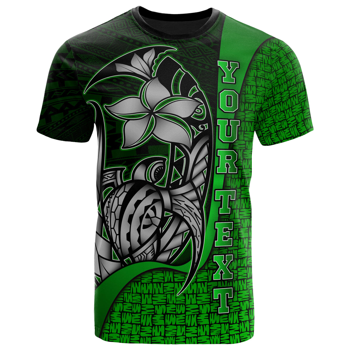 Cook Islands Polynesian Custom T Shirt Green Turtle with Hook Unisex GREEN - Polynesian Pride