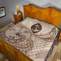 Guam Premium Quilt - Hibiscus Flowers Vintage Style - Polynesian Pride