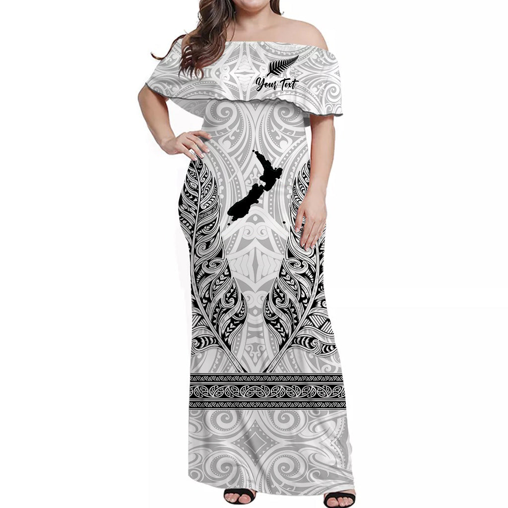 Custom Personalised) New Zealand Silver Fern Off Shoulder Long Dress