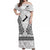 (Custom Personalised) New Zealand Silver Fern Off Shoulder Long Dress Maori Pattern White LT13 Women White - Polynesian Pride
