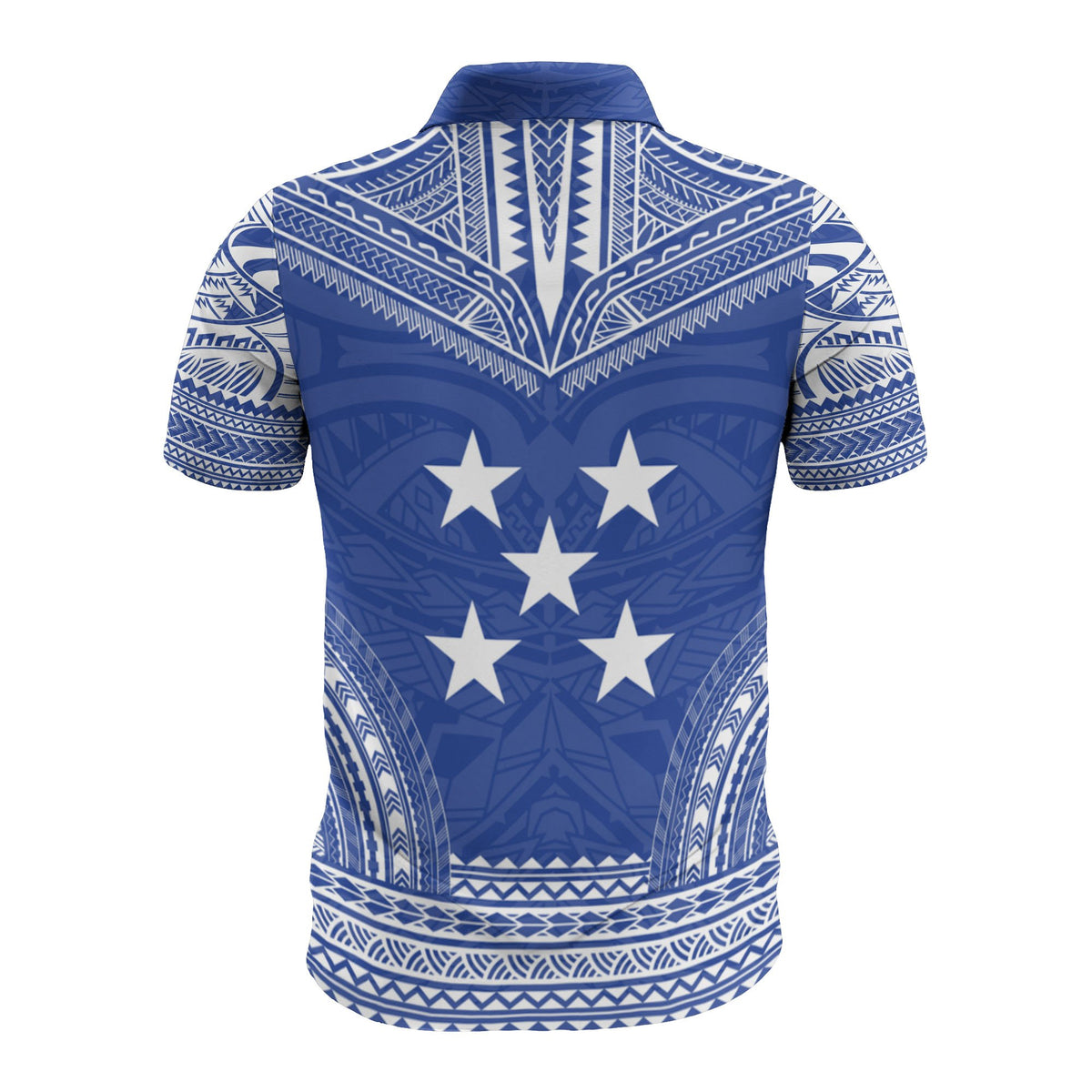 Gambier Islands Custom Polo Shirt Gambier Islands Flag Polynesian Chief Tattoo Blue Version - Polynesian Pride