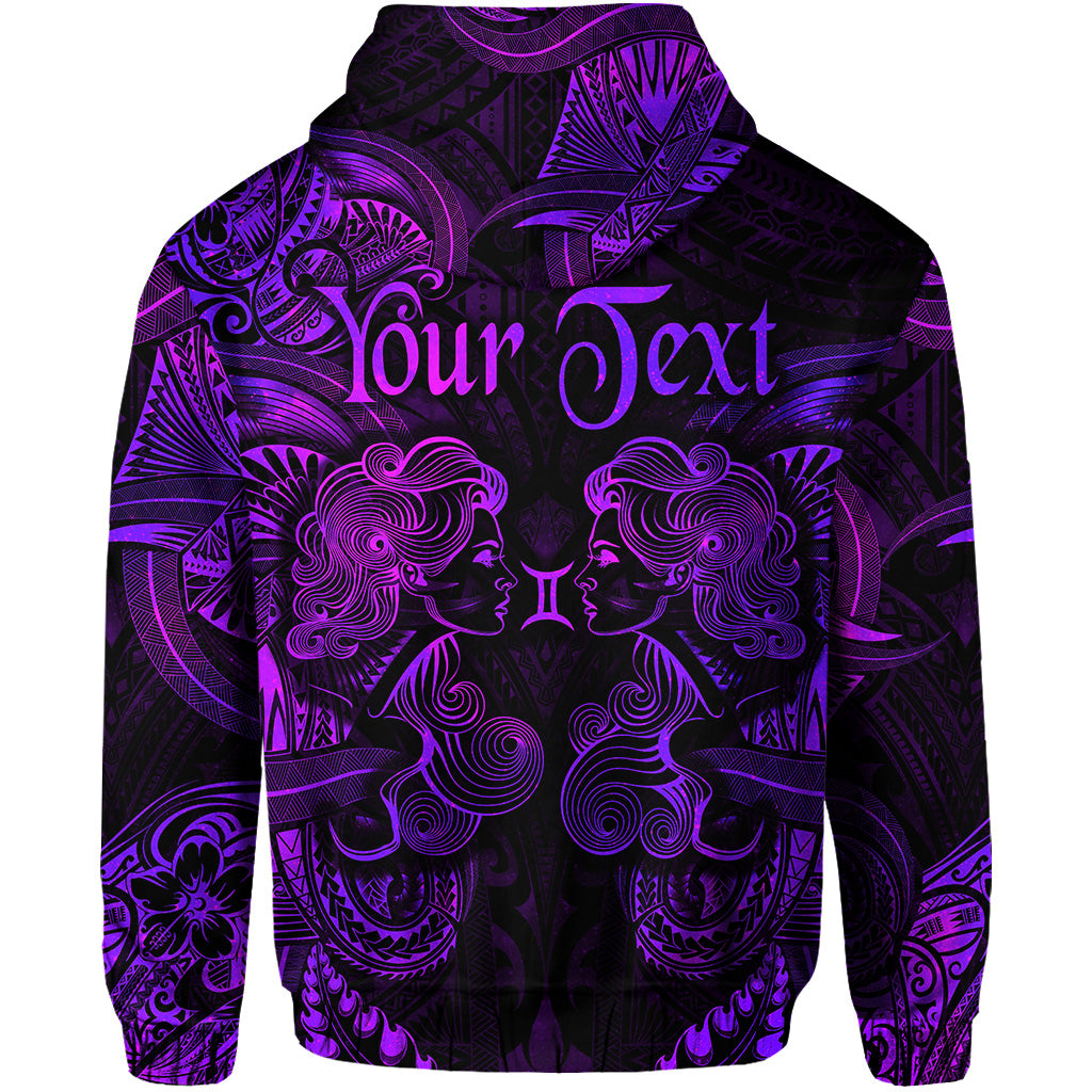 Custom Gemini Zodiac Polynesian Zip Hoodie Unique Style Purple LT8 - Polynesian Pride