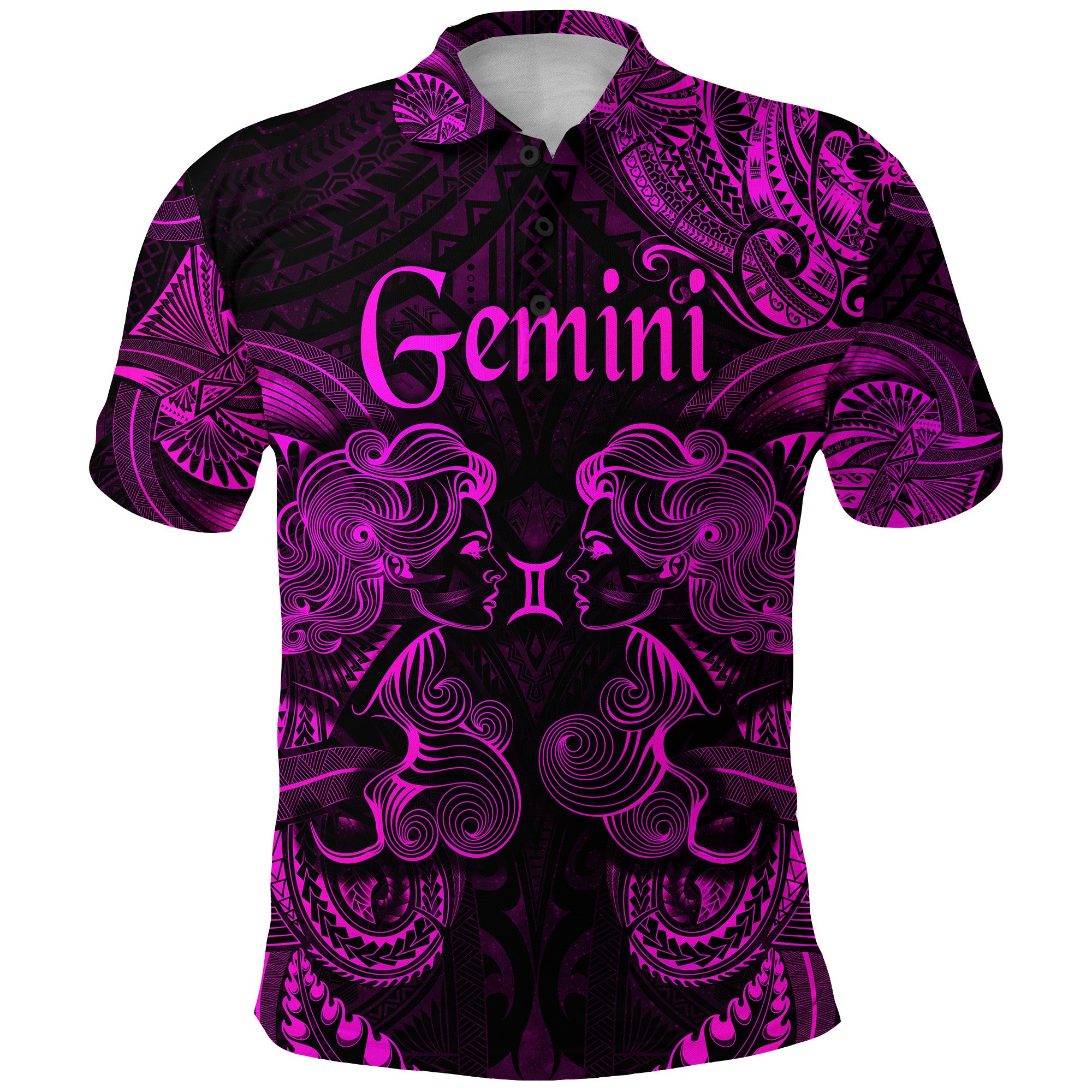 Gemini Zodiac Polynesian Polo Shirt Unique Style Pink LT8 - Polynesian Pride