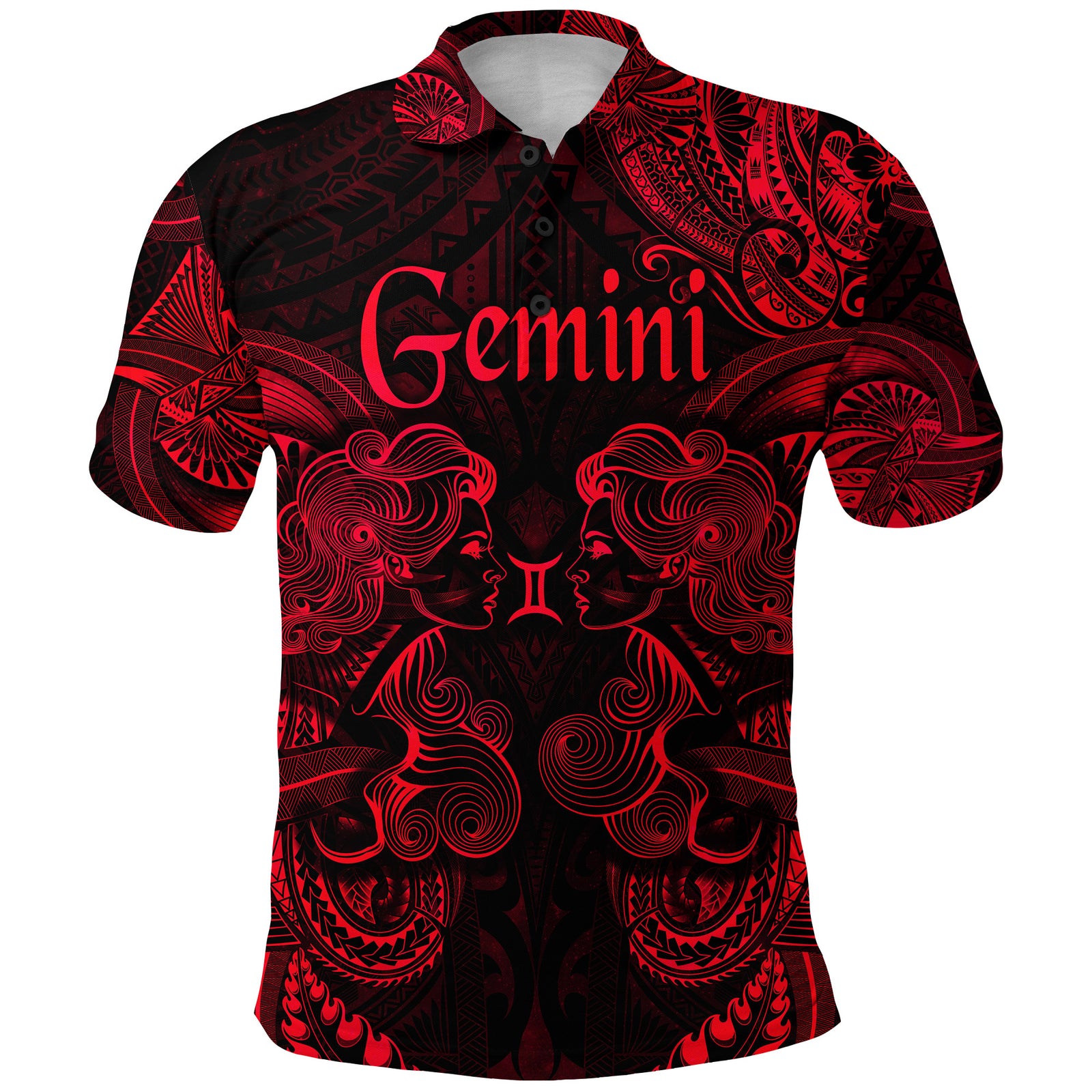 Gemini Zodiac Polynesian Polo Shirt Unique Style Red LT8 - Polynesian Pride
