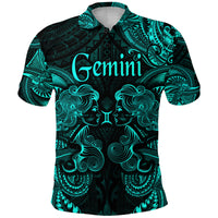 Gemini Zodiac Polynesian Polo Shirt Unique Style Turquoise LT8 - Polynesian Pride