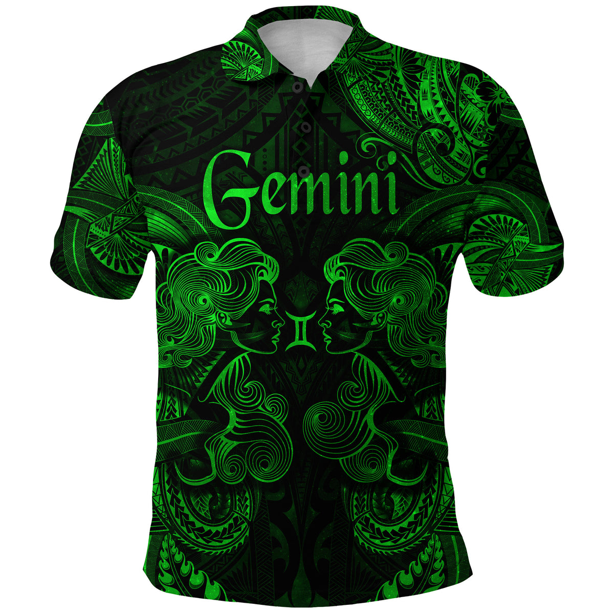 Gemini Zodiac Polynesian Polo Shirt Unique Style Green LT8 - Polynesian Pride