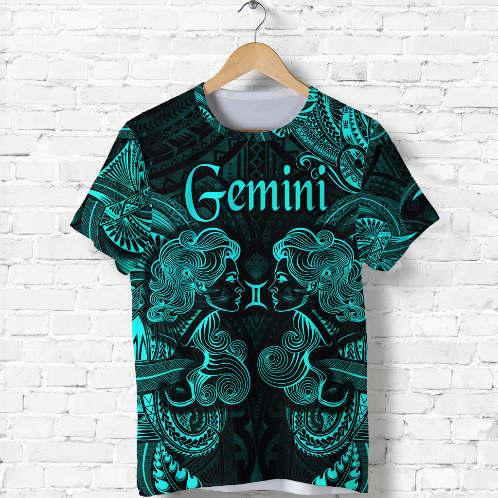 Gemini Zodiac Polynesian T Shirt Unique Style Turquoise LT8 - Polynesian Pride