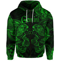 Custom Gemini Zodiac Polynesian Zip Hoodie Unique Style Green LT8 - Polynesian Pride