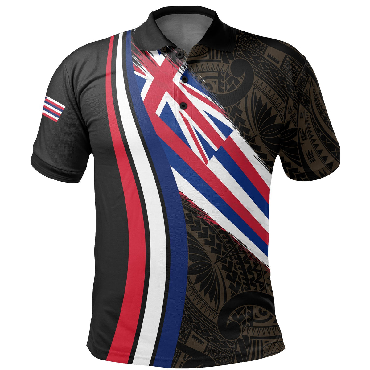 Polynesian Unisex Hawaii Flag Polo Shirt Ten Style - Polynesian Pride