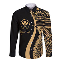 Hawaii Long Sleeves Button Shirts - Gold Polynesian Tentacle Tribal Pattern LT7 - Polynesian Pride