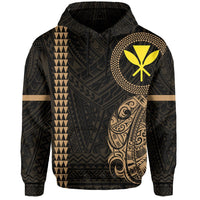 Polynesian Kakau Kanaka Flag of Hawaii Hoodie Gold - Polynesian Pride