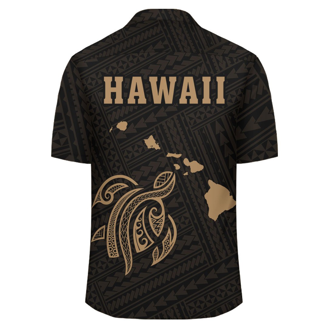 Kakau Polynesian Turtle Map Hawaii Shirt - Gold - Polynesian Pride