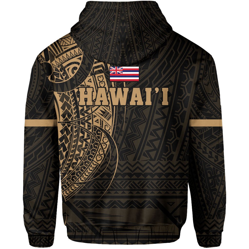 Polynesian Kakau Kanaka Flag of Hawaii Hoodie Gold - Polynesian Pride