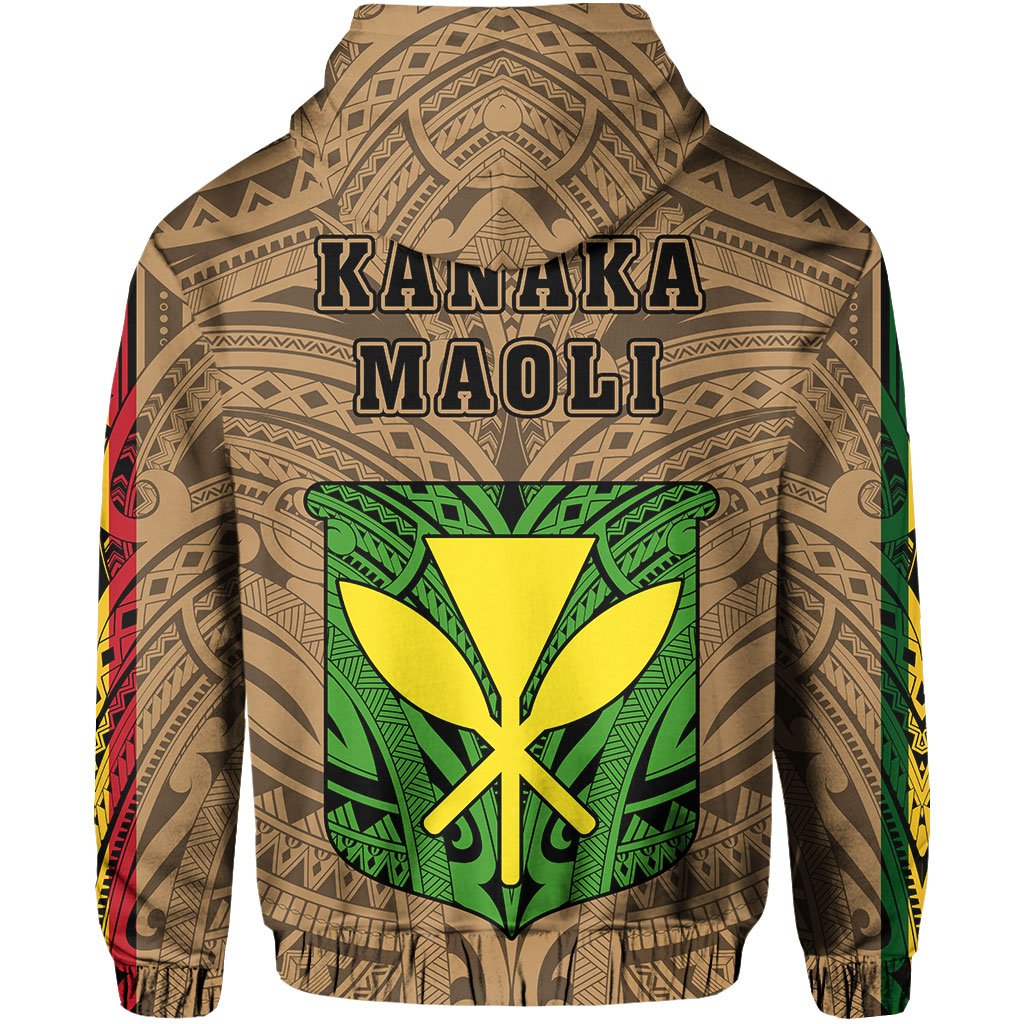 Polynesian Kanaka Flag Kanaka Maoli Hawaii Zip Hoodie Gold - Polynesian Pride