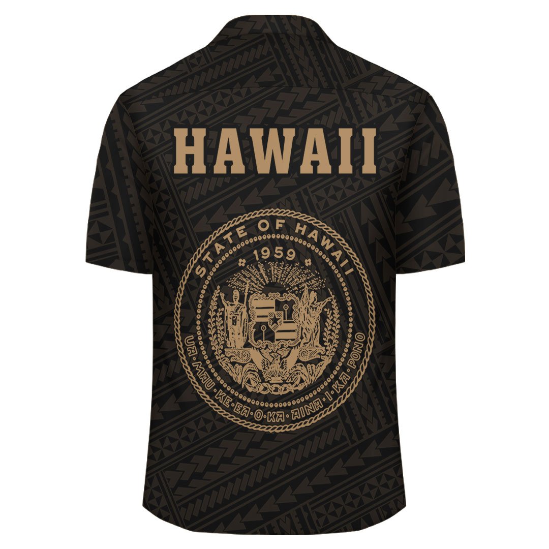 Kakau Polynesian Coat Of Arms Hawaii Shirt - Gold - Polynesian Pride