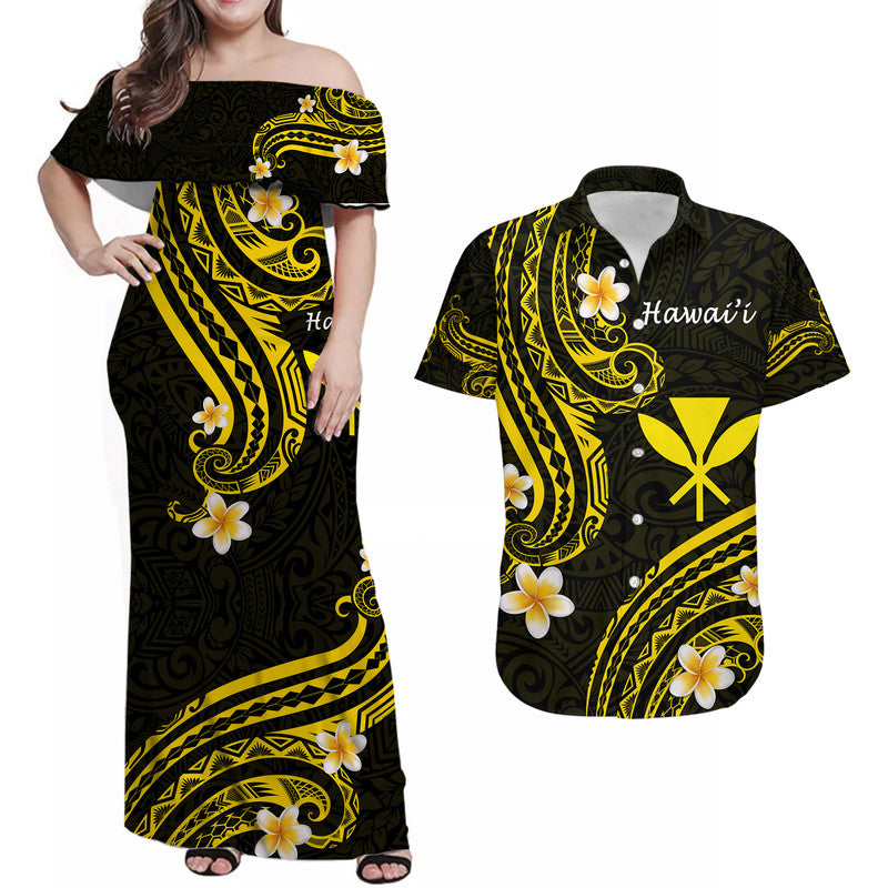 Hawaii Matching Dress and Hawaiian Shirt Gold Polynesian Line Style LT9 Gold - Polynesian Pride