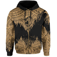 Hawaii Polynesian Hoodie Zip Warrior Ikaika Benjamin Style Gold - Polynesian Pride