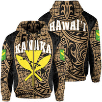 Polynesian Kanaka Maoli Hawaii Zip Hoodie Gold Gel Style Unisex Gold - Polynesian Pride