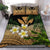 (Custom) Kanaka Maoli (Hawaiian) Quilt Bed Set, Polynesian Plumeria Banana Leaves Gold Personal Signature - Polynesian Pride