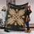 Hawaiian Quilt Maui Plant And Hibiscus Premium Blanket - Gold Black - AH - Polynesian Pride