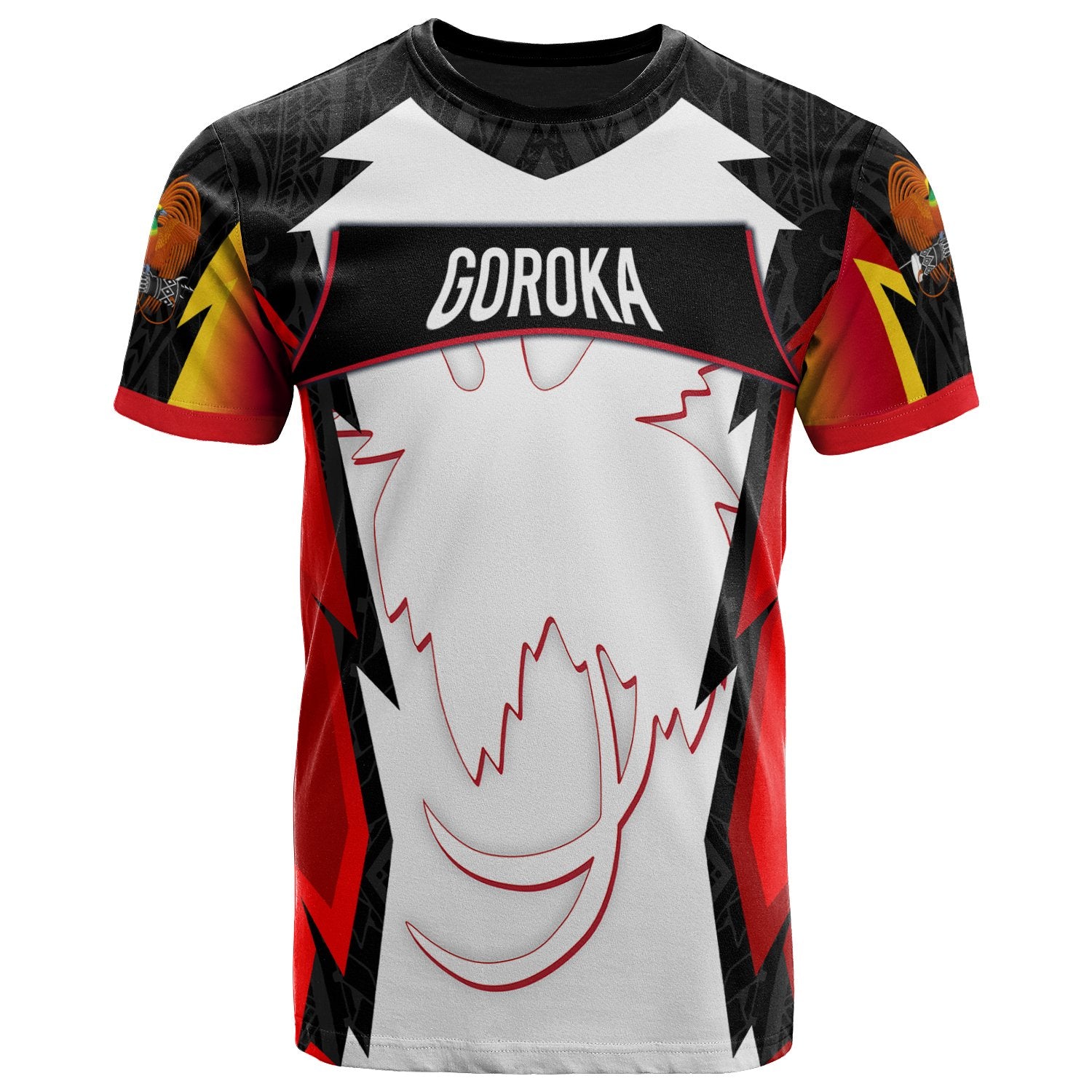 Papua New Guinea T Shirt Goroka PNG Coat Of Arms Unisex Red Black - Polynesian Pride