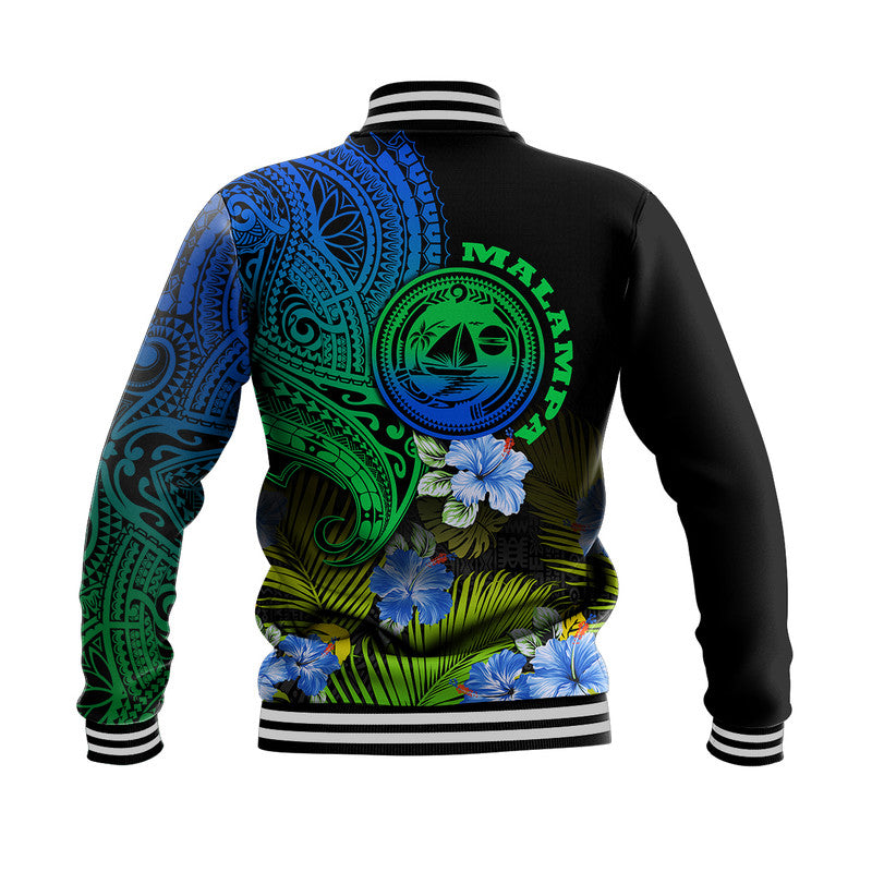 Vanuatu Malampa Province Baseball Jacket Hibiscus Tribal Polynesian Tattoo Ver Gradient LT9 - Polynesian Pride