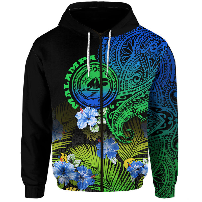 Custom Vanuatu Malampa Province Hoodie Hibiscus Tribal Polynesian Tattoo Ver Gradient LT9 - Polynesian Pride