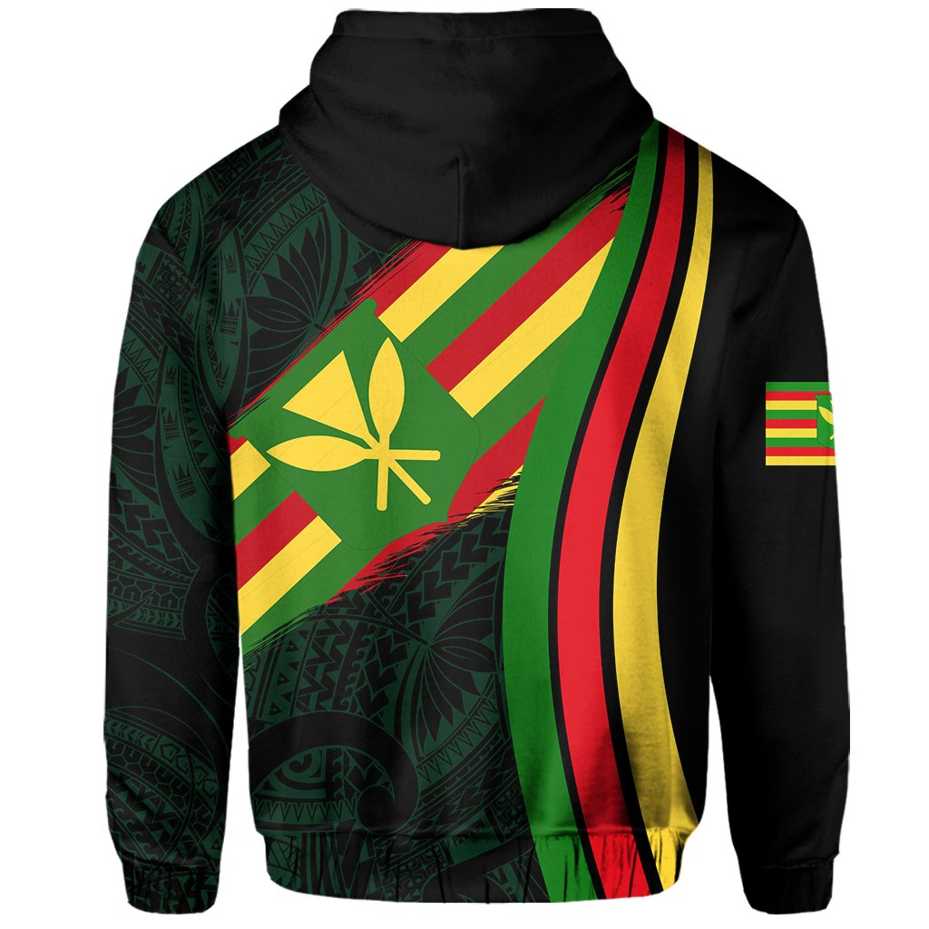 Hawaii Polynesian Kanaka Flag Hoodie Zip Green Ten Style - Polynesian Pride