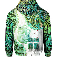 Custom New Zealand Maori Hoodie Aotearoa Manaia Green Paua Shell LT9 - Polynesian Pride