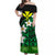 Hawaii Off Shoulder Dress - Banana Leaf With Plumeria Flowers Green - LT12 Long Dress Green - Polynesian Pride