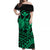 Hawaii Turtle With Hibiscus Tribal Off Shoulder Dress Green - LT12 Long Dress Green - Polynesian Pride