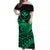 Hawaii Humpback Whale With Hibiscus Tribal Off Shoulder Dress Green - LT12 Long Dress Green - Polynesian Pride