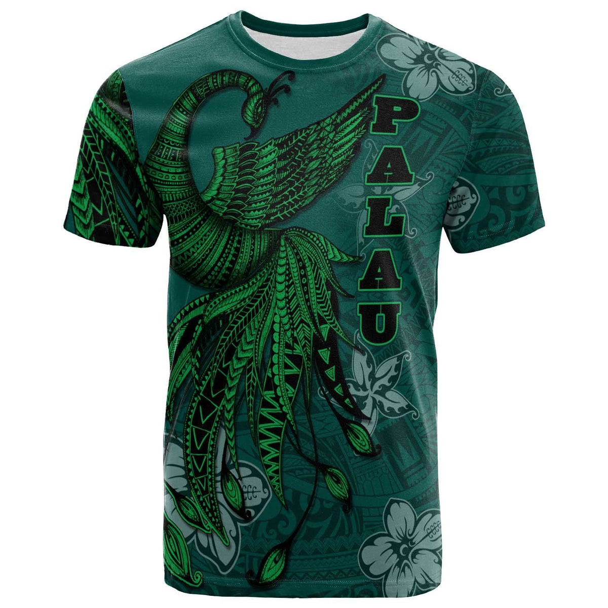 Palau T Shirt Polynesian Phoenix Bird, Fairytales Bird Green Unisex Green - Polynesian Pride