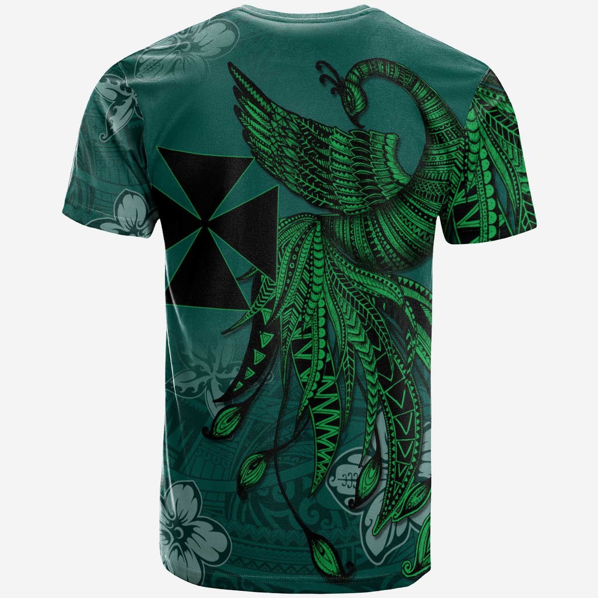 Wallis and Futuna T Shirt Polynesian Phoenix Bird, Fairytales Bird Green - Polynesian Pride