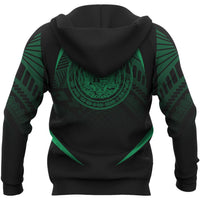 Hawaii Polynesian Zipper Hoodie Green The Face Style - Polynesian Pride