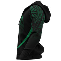 Hawaii Polynesian Zipper Hoodie Green The Face Style - Polynesian Pride