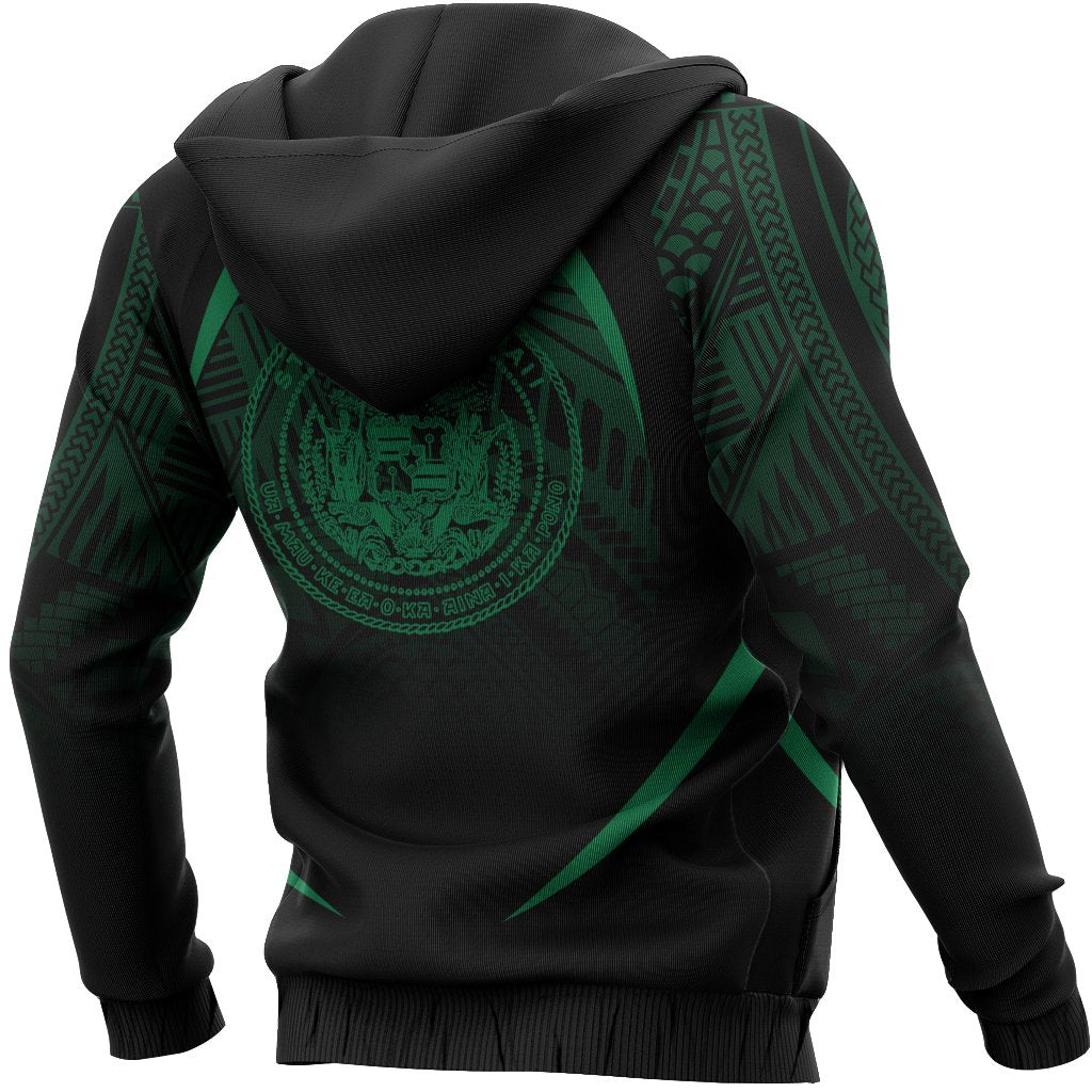 Hawaii Polynesian Zipper Hoodie Green The Face Style - Polynesian Pride