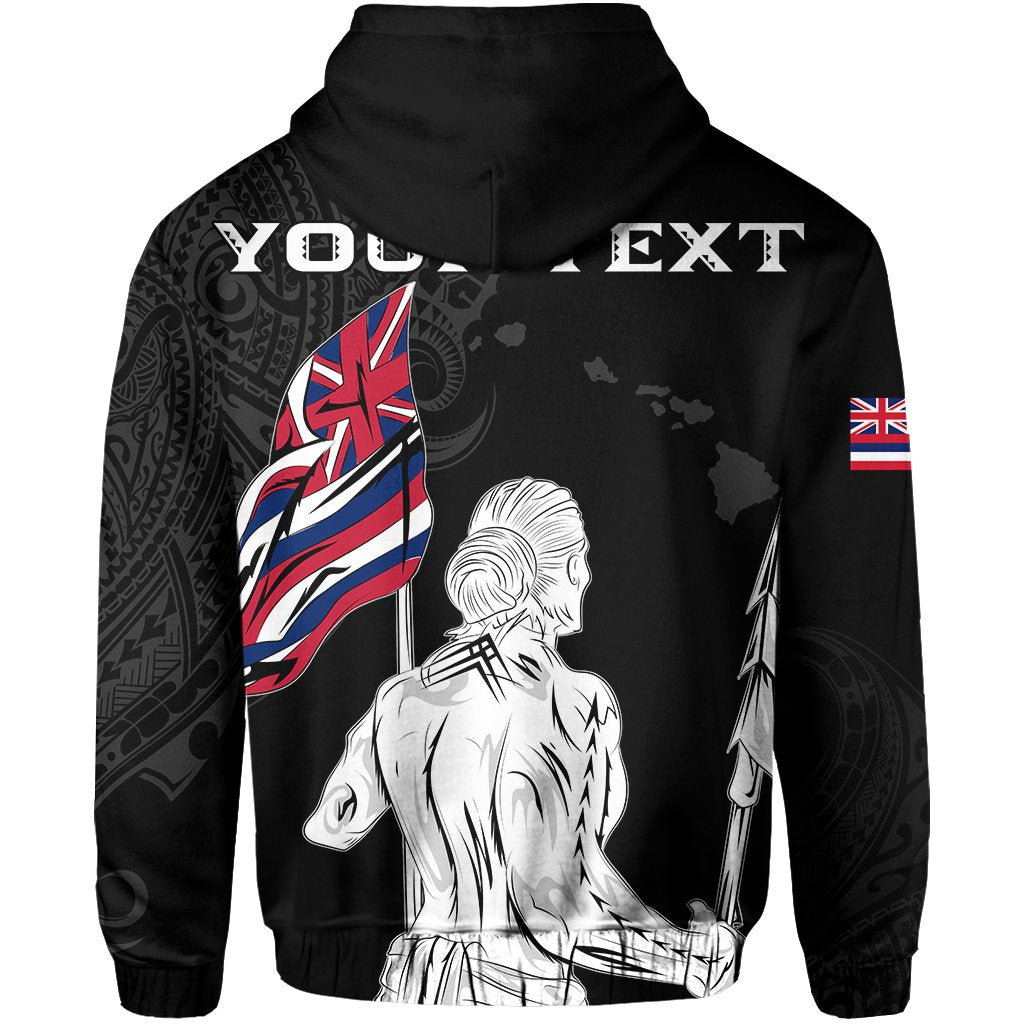 Personalized Hawaii Map Polynesian Warrior Ikaika Hoodie Zip William Style Grey - Polynesian Pride