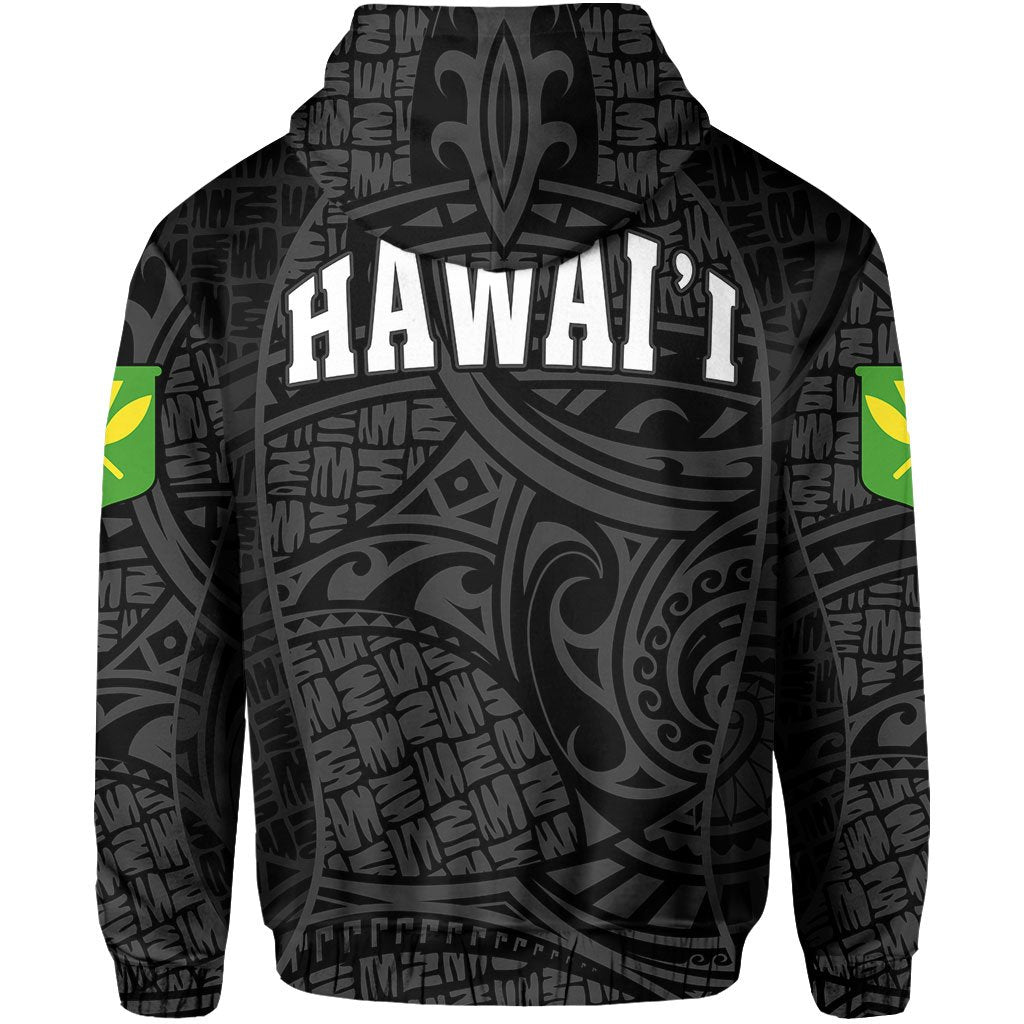Polynesian Kanaka Maoli Hawaii Zip Hoodie Grey Gel Style - Polynesian Pride