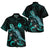 Guam Short Sleeve Shirt - Custom Guam Coat Of Arms With Polynesian Turtle Blooming Hibiscus Turquoise Unisex Turquoise - Polynesian Pride