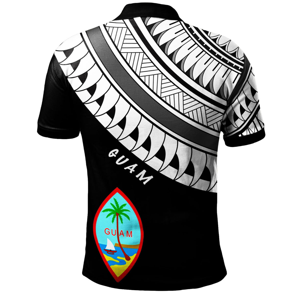 Guam Custom Polo Shirt Ginger Lei Pattern White - Polynesian Pride