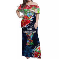Guam Liberation Day Matching Dress and Hawaiian Shirt Latte Stone Hibiscus Painting LT9 - Polynesian Pride