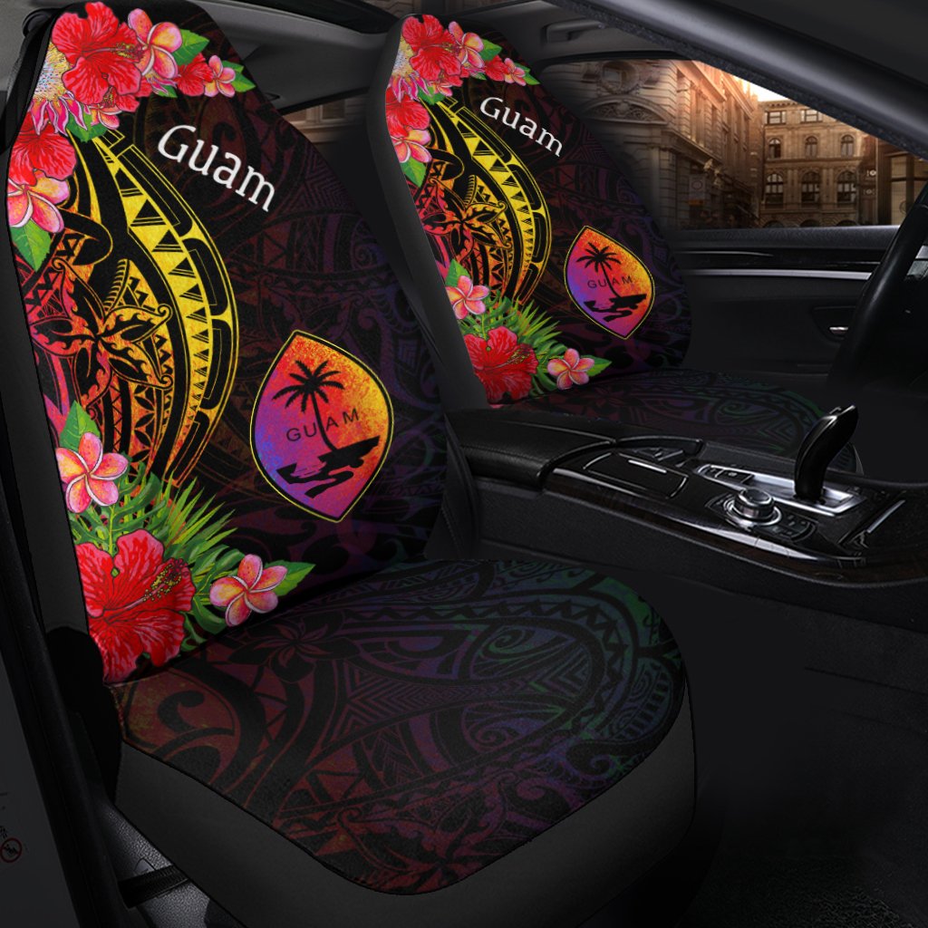 Guam Car Seat Cover - Tropical Hippie Style Universal Fit Black - Polynesian Pride